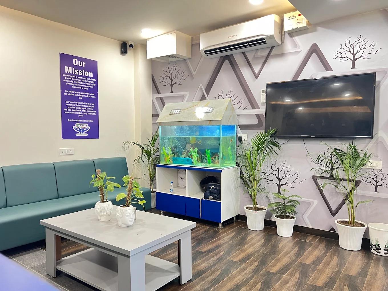 Customer waiting lounge at the Sampurnakart store